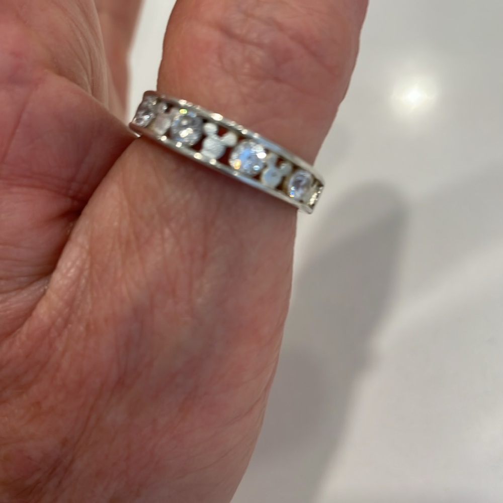 Disney Sterling Silver Mickey Mouse Ring w/ Cubic Zirconia Stones.